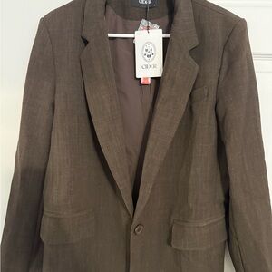 Cider Espresso Brown Oversized Blazer for Women